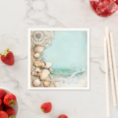 Serviette En Papier Coquillages de mariage sur la plage 3 (En situation)