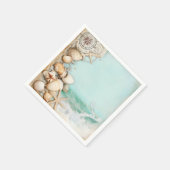 Serviette En Papier Coquillages de mariage sur la plage 3 (Coin)