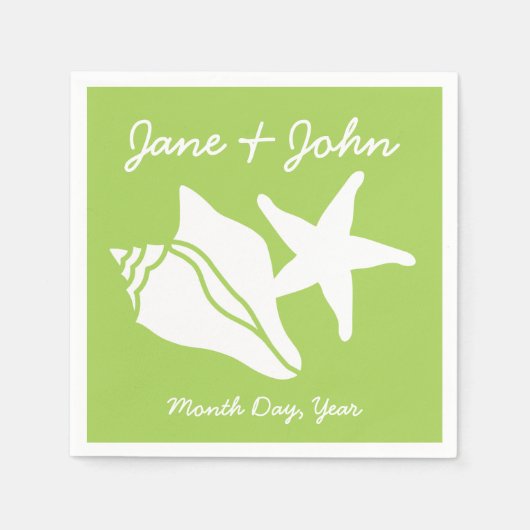 Serviette En Papier Coquillages d'été dans les serviettes de Peridot (Devant)