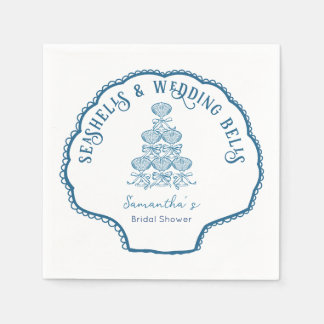 Serviette En Papier Coquillages et Cloches de Mariage Enterrement de V
