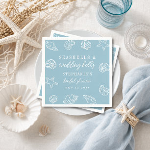 Serviette En Papier Coquillages et Cloches de Mariage  Réception de Ma