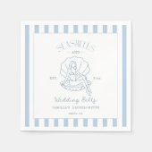 Serviette En Papier Coquillages Et Cloches Mariages Bachelorette Côtiè (Devant)