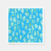Serviette En Papier Coquillages Prépas sur Bleu Côté Mer (Devant)
