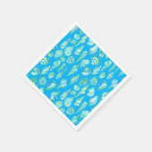 Serviette En Papier Coquillages Prépas sur Bleu Côté Mer (Coin)