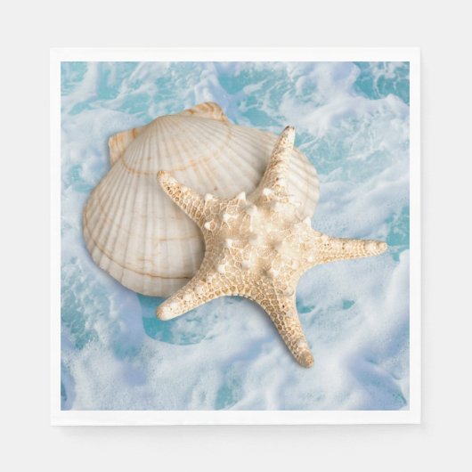 Serviette En Papier Coquillages Sur La Plage (Devant)