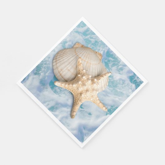 Serviette En Papier Coquillages Sur La Plage (Coin)