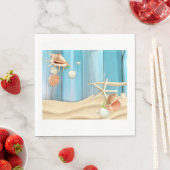 Serviette En Papier Coquillages Sur Sable (En situation)