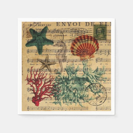 Serviette En Papier coquillages tropicaux côtiers (Devant)