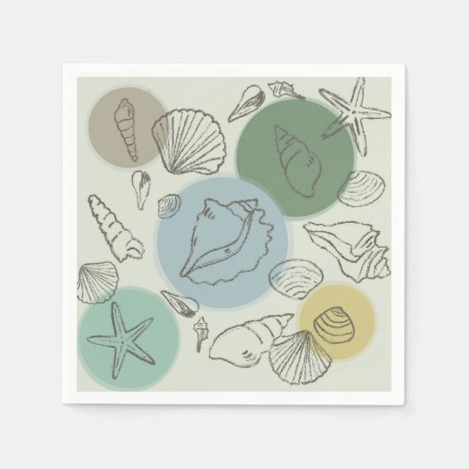 Serviette En Papier Coquillages tropicaux sur la plage (Devant)