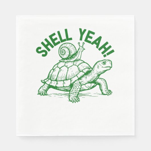 Serviette En Papier Coquille oui tortue escargot drôle (Devant)