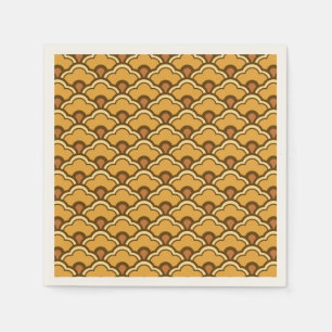 Serviette En Papier Coquilles chinoises déco, moutarde or et marron