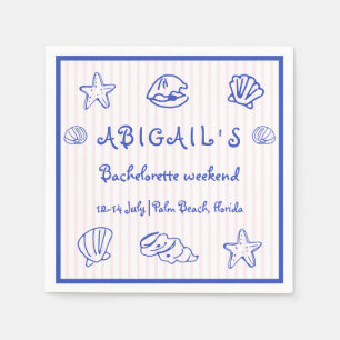 Serviette En Papier Coquilles de mer griffées à la main bachelorette r
