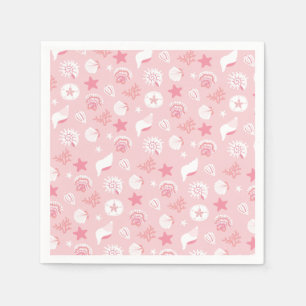 Serviette En Papier Coquilles de mer roses pastel et motif sans coutur