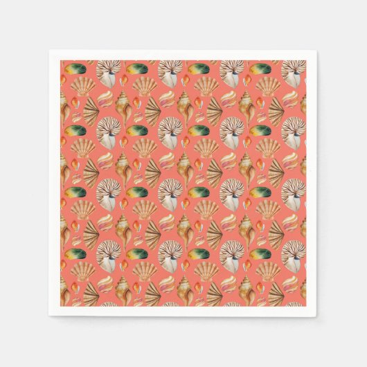 SERVIETTE EN PAPIER COQUILLES MARINES (Devant)