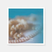 Serviette En Papier Coquilles & Perles Élégant Mariage Bijoux Plage (Devant)