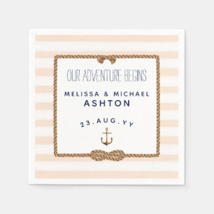 Serviette En Papier Cora & White Stripe Noeud Marin Infini Mariage