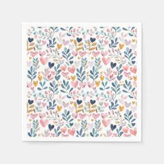 Serviette En Papier Corações em aquarela