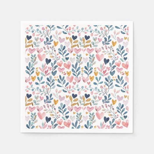 Serviette En Papier Corações em aquarela (Devant)
