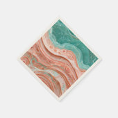 Serviette En Papier Corail Abstrait et Turquoise (Coin)