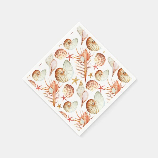 Serviette En Papier Corail avec coquilles et crabes Motif (Coin)