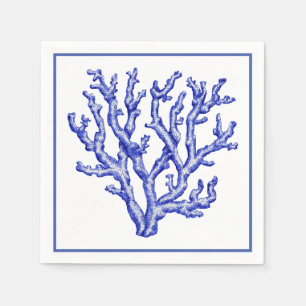 Serviette En Papier Corail bleu et blanc