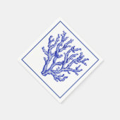 Serviette En Papier Corail bleu et blanc (Coin)