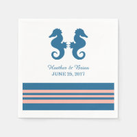 Corail Bleu Nautique Seahorse Papier