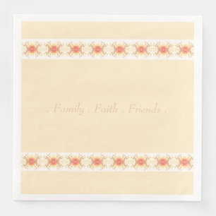Serviette En Papier Corail De Pêche Et Apricot Crémeux Floral Détaillé