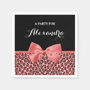 Serviette En Papier Corail et Jaguar noir Imprimer Coral Cuw avec nom