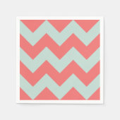 Serviette En Papier Corail et Menthe vert moderne Chevron (Devant)