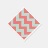 Serviette En Papier Corail et Menthe vert moderne Chevron (Coin)