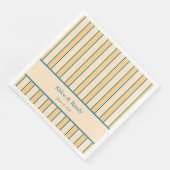 Serviette En Papier Corail et rayure vert moderne rétro (Coin)