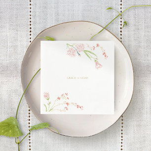 Serviette En Papier Corail floral Whimsical Rose & Crème Floral