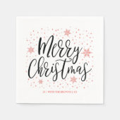 Serviette En Papier Corail | Joyeux Noël moderne Naples (Devant)
