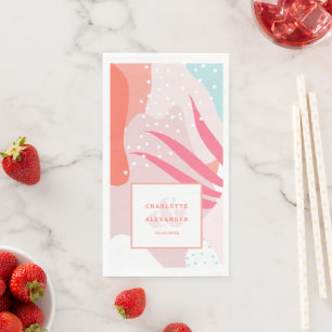 Serviette En Papier Corail moderne Abstrait Motif Mariage marié Groom