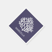 Serviette En Papier Corail Reef Nom personnalisé Summer Beach Marine (Coin)