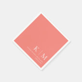 Serviette En Papier Corail rose et Mariage blanc (Coin)