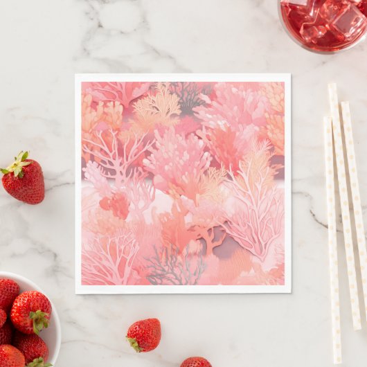 Serviette En Papier Corail rougissant (En situation)