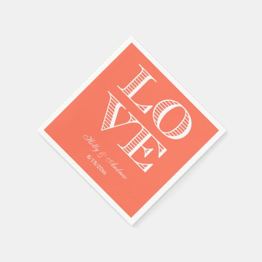 Serviette En Papier Corail, serviettes AMOUR Blanches (Coin)
