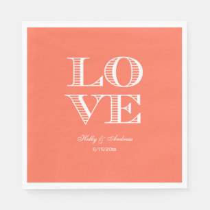 Serviette En Papier Corail, serviettes AMOUR Blanches
