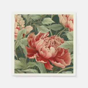 Serviette En Papier Corail vintage et Jardin de pivoine blush