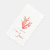 Serviette En Papier Corail vivant orange gris aquarelle mariage person (Coin)