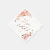 Serviette En Papier Coral Aquarelle Boho Élégant Mariage Script (Coin)