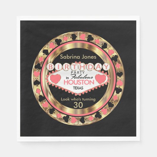 Serviette En Papier Coral Casino Poker Chip fête d'anniversaire (Devant)