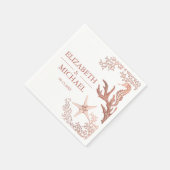 Serviette En Papier Coral de cuivre Starfish Seahorse Beach Mariage (Coin)