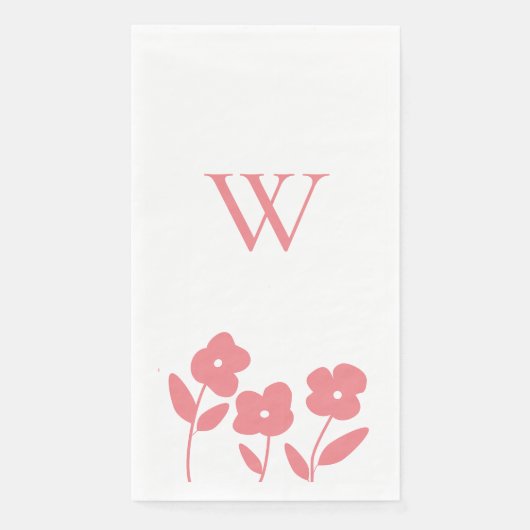 Serviette En Papier Coral Floral Blooms personnalisé monogramme (Devant)