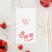 Serviette En Papier Coral Floral Blooms personnalisé monogramme (En situation)