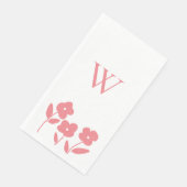 Serviette En Papier Coral Floral Blooms personnalisé monogramme (Coin)