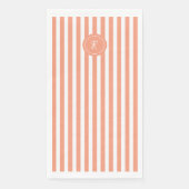 Serviette En Papier Coral French Beach Stripe Monogramme personnalisé (Devant)