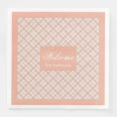 Serviette En Papier Coral Grey Table Napkins Custom Name Chic Design (Devant)
